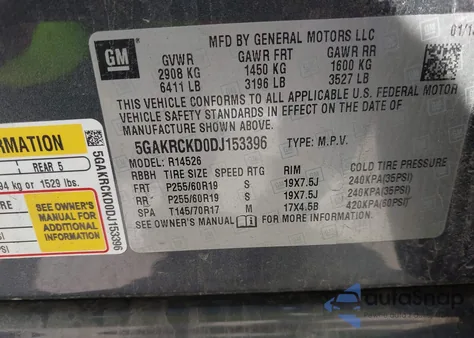 2013 Buick Enclave Leather z USA, uszkodzony, nr VIN 5GAKRCKD0DJ153396